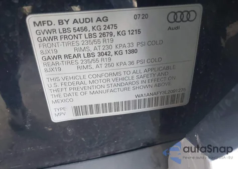 2020 Audi Q5 Premium 45 Tfsi Quattro S Tronic/Titanium Premium 45 Tfsi Quattro S Tronic from USA, damaged, VIN WA1ANAFY3L2091275